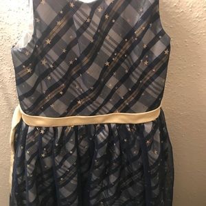 Blue with gold stars Girl Dress. Size 8.